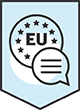 Symbole de l’Union européenne avec une bulle de texte