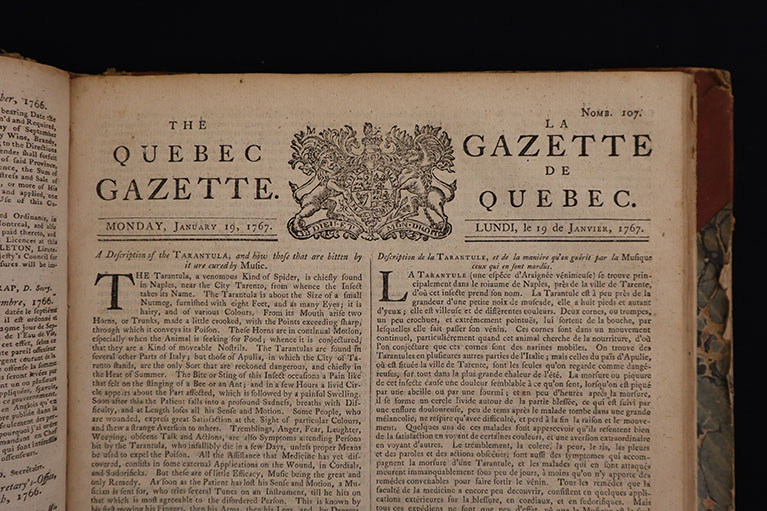 Gros plan du bloc-générique de la Gazette de Québec 