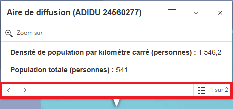 Image partielle d’une sélection de lieu, avec des flèches mises en évidence.