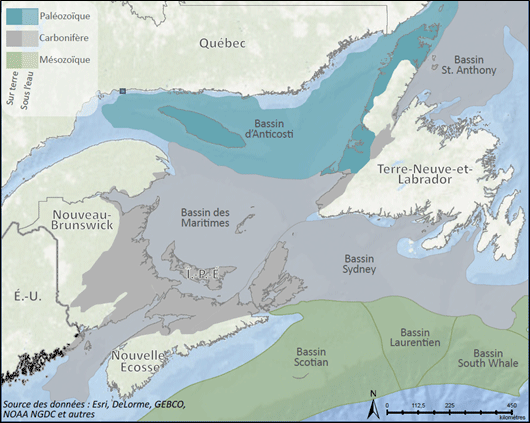 Figure 3 – Bassins sédimentaires dans le golfe du Saint-Laurent