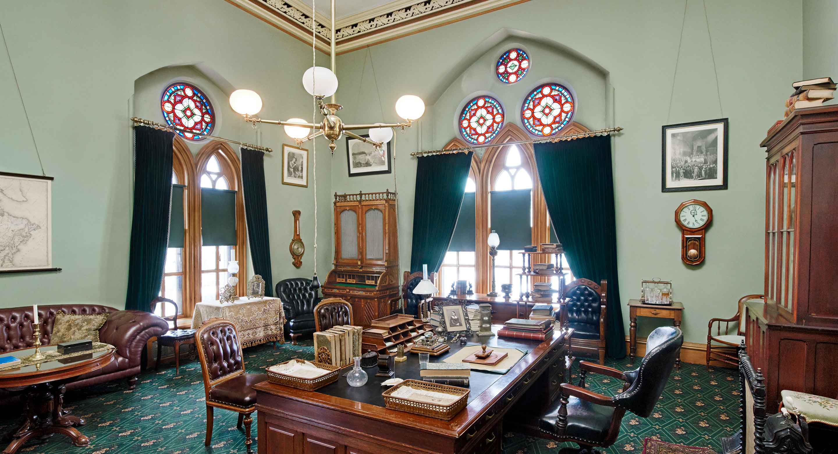 The prime minister’s office, a historical room filled with Victorian-era furnishings and décor.